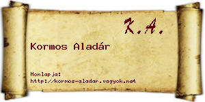 Kormos Aladár névjegykártya